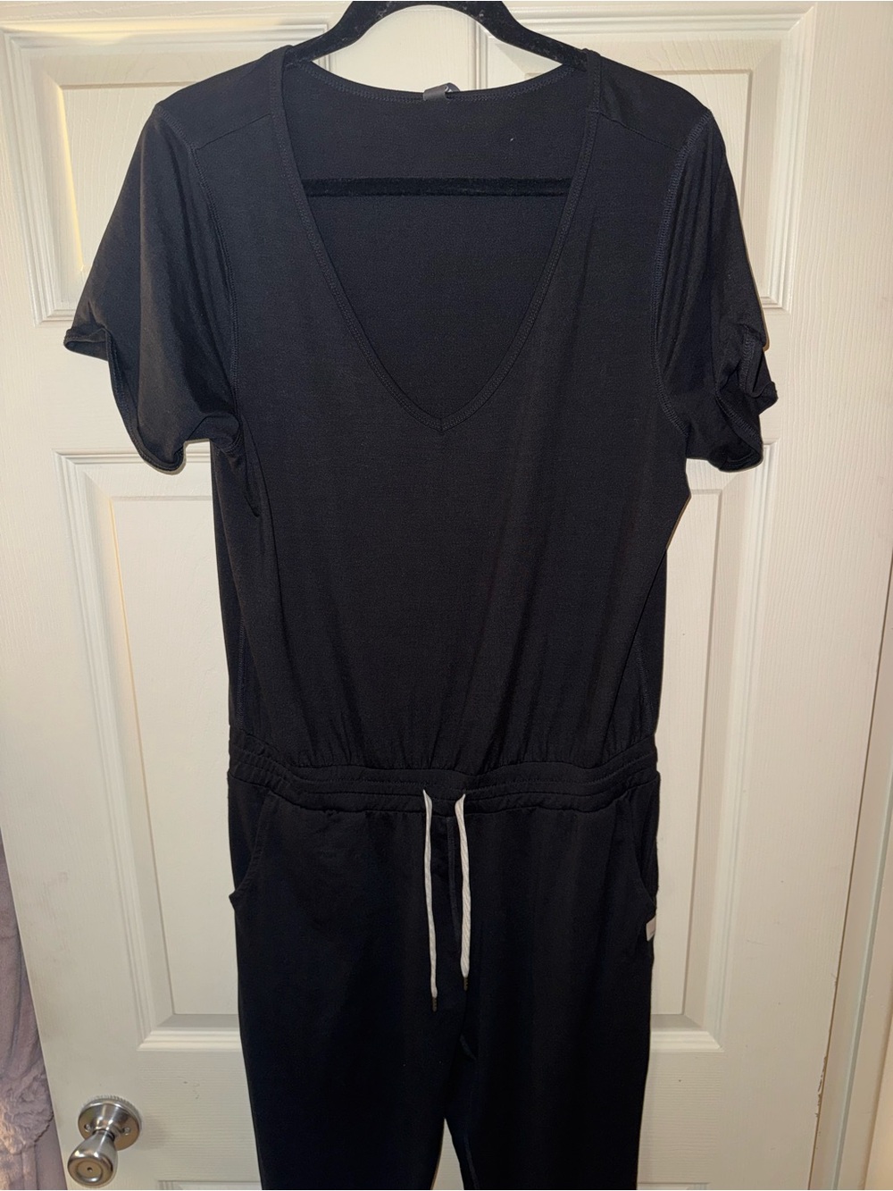 Vuori Black Jumpsuit with Light Drawstring Detail